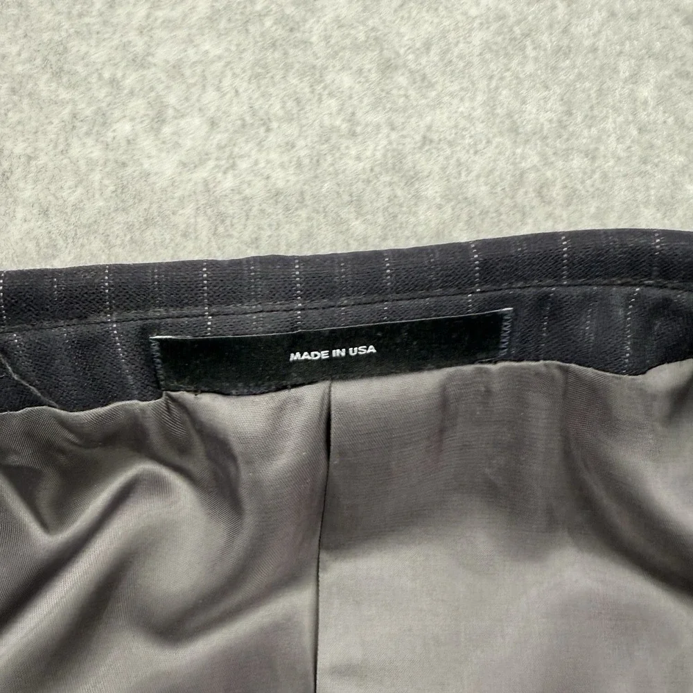 Saks Fifth Avenue Blazer Mens 42R Black Striped Super 130s Wool Loro Piana Coat‎